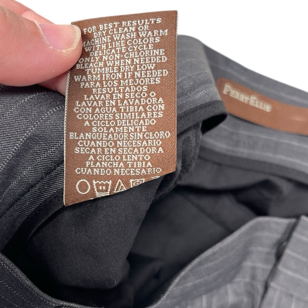 NEW Perry Ellis 40x32 Charcoal Pinstripe Dress Pants Flat Front Corporatecore - Picture 9 of 11